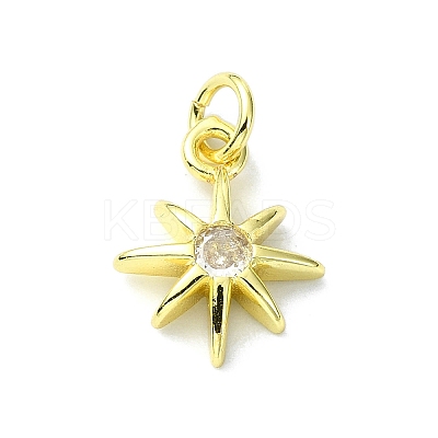Brass Micro Pave Clear Cubic Zirconia Charms KK-H475-59G-03-1