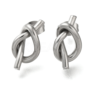 304 Stainless Steel Knot Stud Earrings EJEW-C117-01P-1