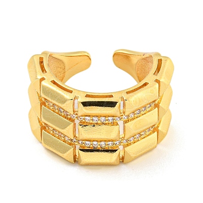 Bullion Clear Cubic Zirconia Open Cuff Ring RJEW-L121-012G-1