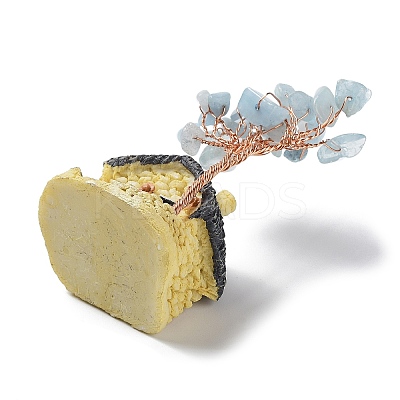 Resin & Natural Aquamarine Model Ornament DJEW-Z001-01B-1
