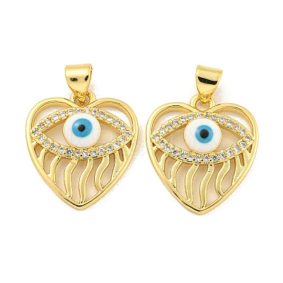 Rack Plating Brass Enamel Cubic Zirconia Pendants KK-B091-10-1