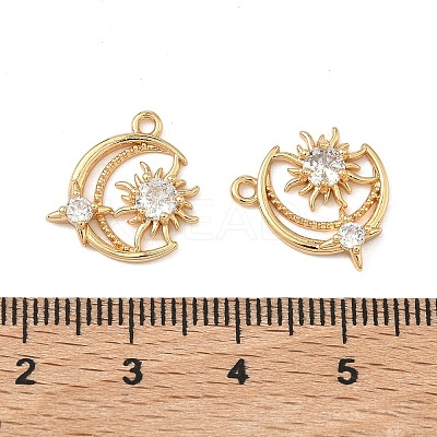 Brass Pave Cubic Zirconia Moon with Sun Charms KK-A286-03G-1