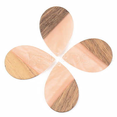 Opaque Resin & Walnut Wood Pendants X-RESI-S389-037A-C02-1