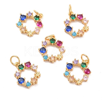 Eco-Friendly Brass with Glass Pendants KK-K268-13G-1