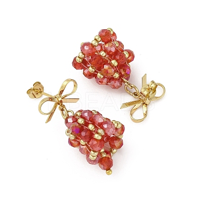 Christmas Bell Brass Dangle Stud Earrings EJEW-MZ00495-01-1