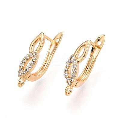 Brass Micro Pave Cubic Zirconia Hoop Earring Finding KK-N261-36G-1