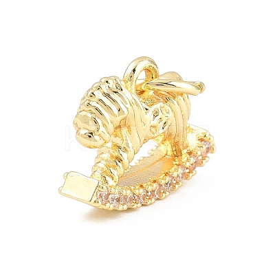 Brass Micro Pave Clear Cubic Zirconia Charms CU-CBAD306-19G-1