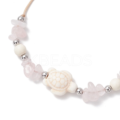 2Pcs Turtle and Starfish Synthetic Turquoise Beads Braided Bead Bracelets for Women BJEW-JB12064-01-1