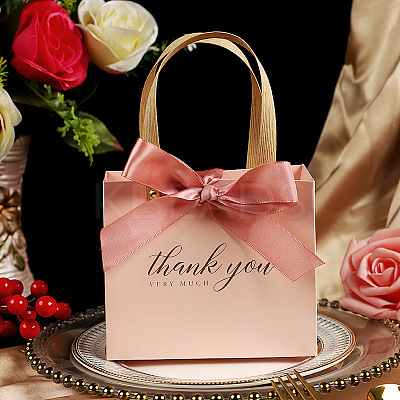 Rectangle Paper Gift Tote Bags with Ribbon ABAG-WH0032-77A-1