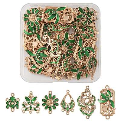36Pcs 6 Styles Alloy Enamel Connector Charms FIND-FS0004-46A-1