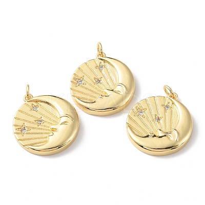 Rack Plating Brass Micro Pave Cubic Zirconia Pendants KK-F852-04G-1