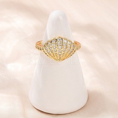 Brass Micro Pave Cubic Zirconia Cuff Rings for Women RJEW-L132-03G-02-1