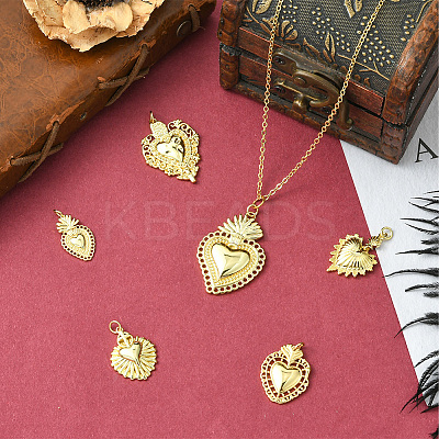 6Pcs 6 Styles Brass Micro Pave Cubic Zirconia Pendants KK-SC0006-91-1