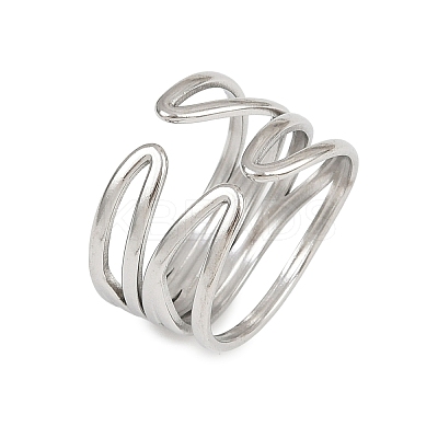 304 Stainless Steel Adjustable Open Cuff Rings for Women RJEW-K299-02P-1