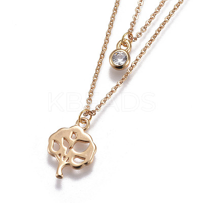 Brass Tiered Necklaces NJEW-JN02384-02-1