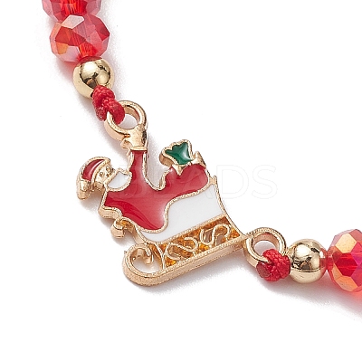 Christmas Glass Braided Bead Bracelets BJEW-JB10892-01-1