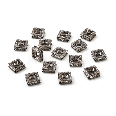 Brass Rhinestone Spacer Beads RB-A013-6x6-01B-NF-1