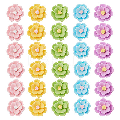 50Pcs 5 Colors 3D Opaque Resin Cabochons RESI-TA0005-02-1