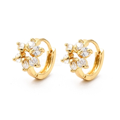 Flower Brass Hoop Earrings EJEW-S256-01A-G-1