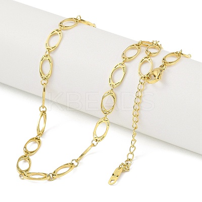 Ion Plating(IP) 304 Stainless Steel Oval Link Chain Necklaces for Women NJEW-K276-04B-G-1