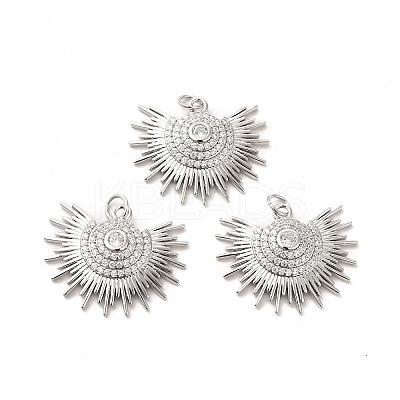 Rack Plating Brass Micro Pave Cubic Zirconia Pendants KK-K165-14P-1