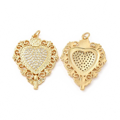Rack Plating Brass Micro Pave Cubic Zirconia Pendants KK-I699-17G-1