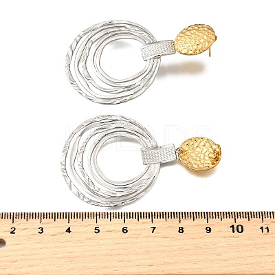 304 Stainless Steel Two Tone Dangle Stud Earrings EJEW-M104-01C-PG-1