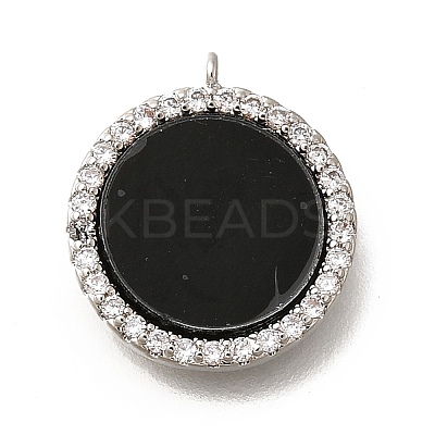Brass Micro Pave Cubic Zirconia and Acrylic Charms LS-KK-Q035-02P-1