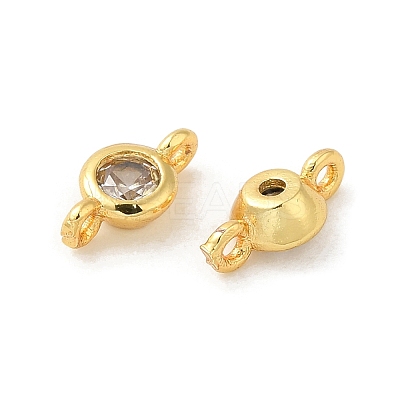 Rack Plating Brass Pave Clear Cubic Zirconia Connector Charms LS-KK-G477-02G-1