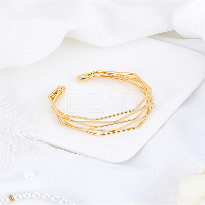 1Pc European Style Iron Cuff Bangles for Women BJEW-LP0012-01-1