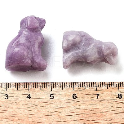 Natural Lepidolite/Purple Mica Stone Carved Dog Figurines DJEW-L023-A08-1