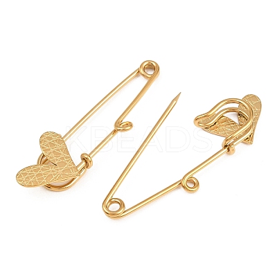 Crisscross Heart 304 Stainless Steel Safety Pins Brooch Findings SA-CBA098D-15E-G01-1