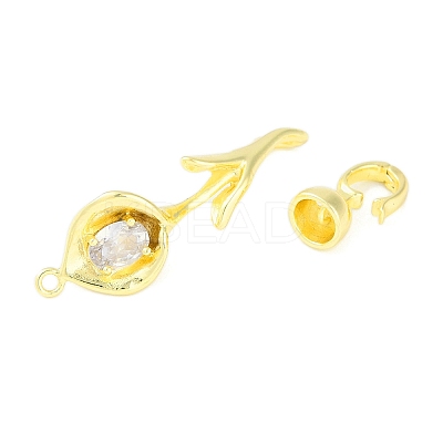 Brass Pave Clear Cubic Zirconia Fold Over Clasps LS-KK-F875-11G-1