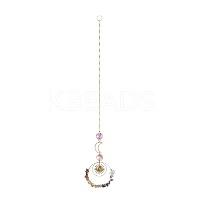 Moon & Sun Glass Hanging Suncatchers HJEW-I011-01G-1