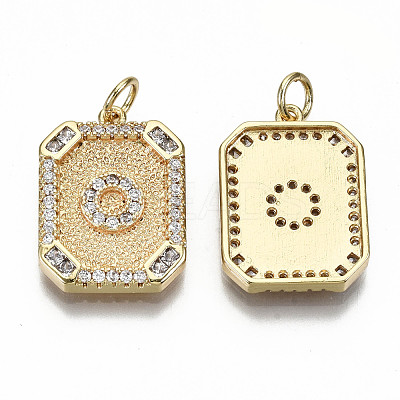 Brass Micro Pave Clear Cubic Zirconia Pendants KK-S356-234O-G-NF-1