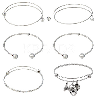 6Pcs 3 Styles 304 Stainless Steel Expandable Bangle Making STAS-OC0001-28-1