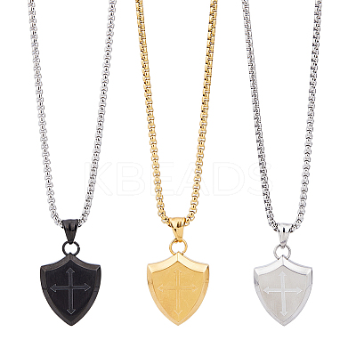 3Pcs 3 Colors Stainless Steel Pendant Necklaces Set NJEW-FI0001-55-1