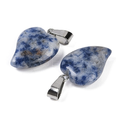 Natural Blue Spot Jasper Heart Pendants G-H073-03P-07-1