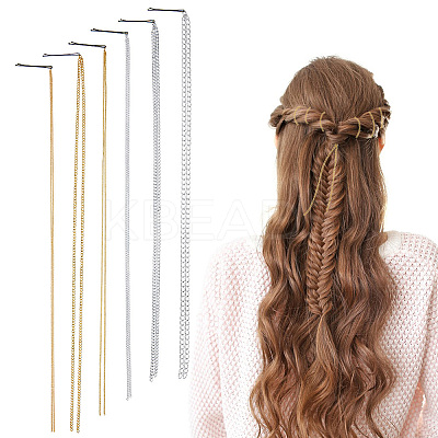 6Pcs 6 Styles Stainless Steel Punk Tassel Hair Clips Hair Extension Chain Clasps MRMJ-NB0001-18-1