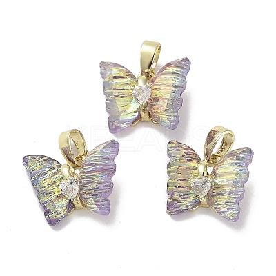 Real 18K Gold Plated Rack Plating Brass Micro Pave Cubic Zirconia Pendants KK-R161-06G-06-1