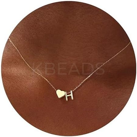 Simple Style Adjustable 316L Surgical Stainless Steel Heart and Initial Pendant Necklaces for Women WG95AEF-08-1