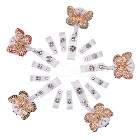 Butterfly Rhinestone Badge Reel AJEW-SZ0001-67-1