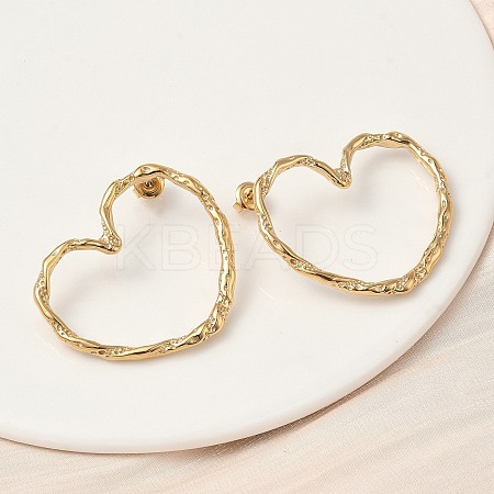 304 Stainless Steel Hollow Heart Stud Earrings EJEW-K268-55G-1