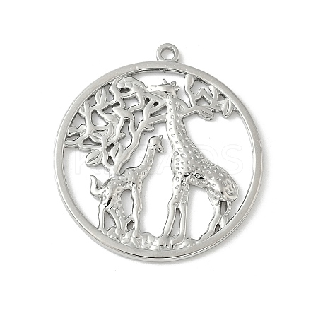 304 Stainless Steel Giraffe Pendants STAS-S186-07A-P-1