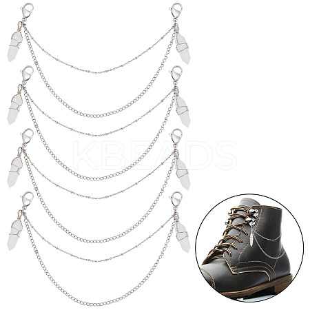Natural Crystal Bullet Pendant Shoe Decoration Double Strand Curb & Cable Chain FIND-PH01456-1