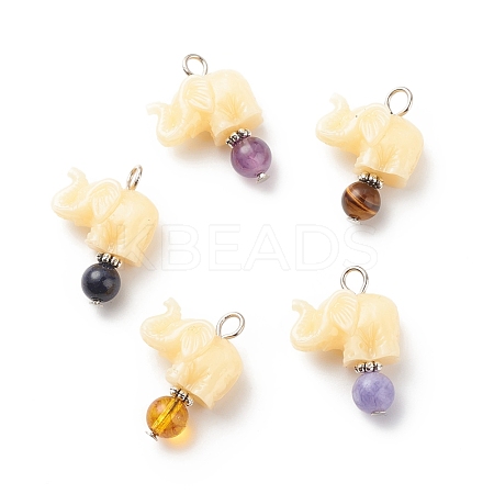 Opaque Resin and Natural Mixed Stone Pendants PALLOY-JF01765-02-1