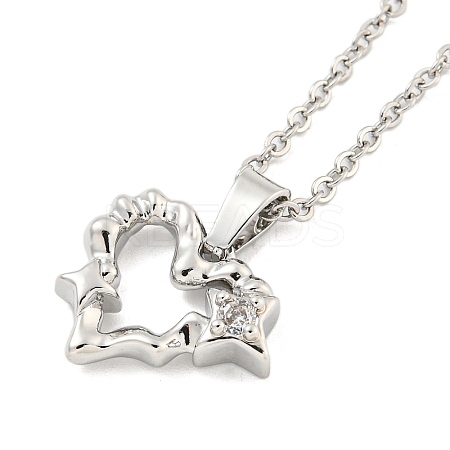 Brass Micro Pave Clear Cubic Zirconia Pendant Necklaces NJEW-B100-02P-1