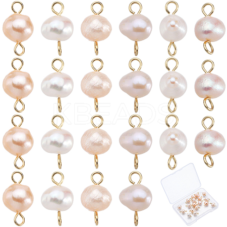 Natural Cultured Freshwater Pearl Potato Connector Charms PALLOY-SC00009-1