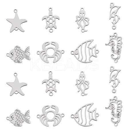 16Pcs 8 Style 201 Stainless Steel Links connectors STAS-BC0007-25-1