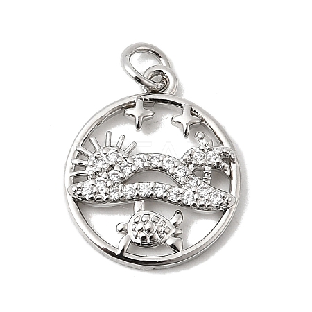 Brass Micro Pave Cubic Zirconia Pendants KK-P343-01C-P-1